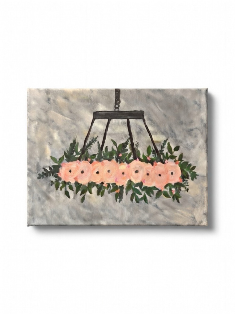 Pink Floral Chandelier Canvas Print - Picture 1 of 1